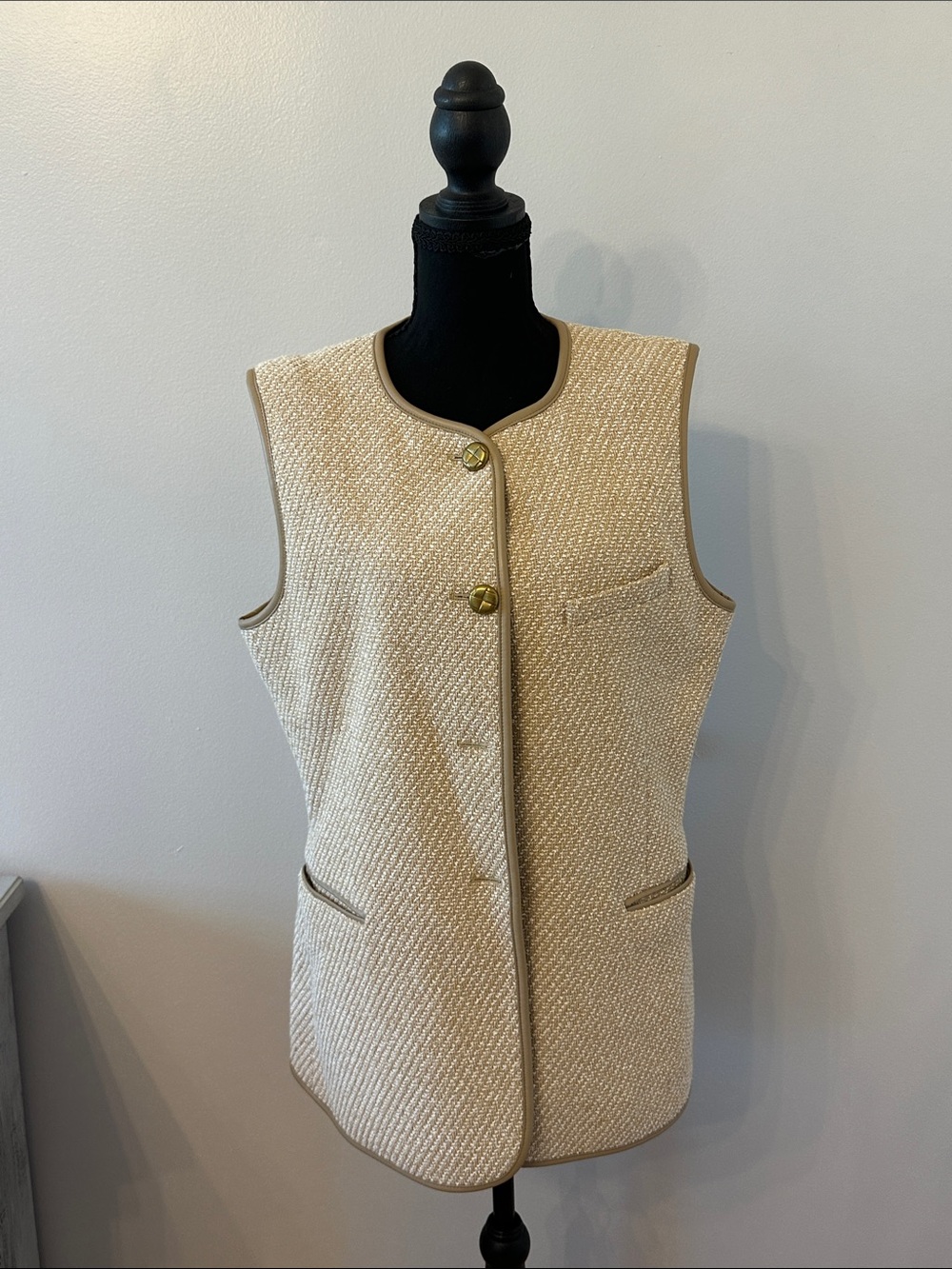 rag & bone Cream Textured Sleeveless Vest